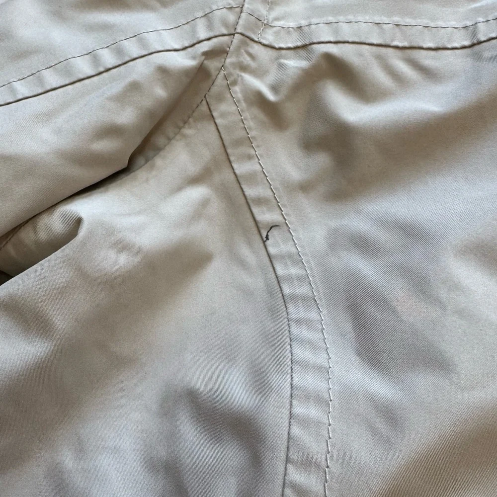 LL Bean Jacket Womens L Beige Trench Hooded Zip Pocket Snap Outdoor *flawed - Picture 6 of 12